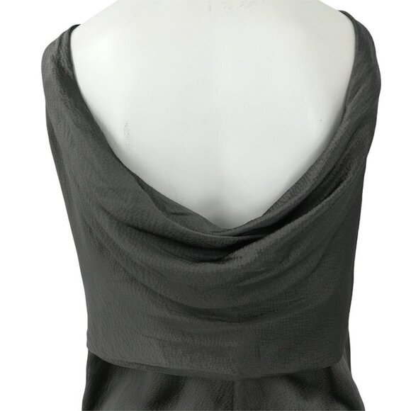 BCBG Max Azria Draped Silk Blouse Size XXS Gray Cape Sleeve Ruched Pleated - Picture 9 of 12